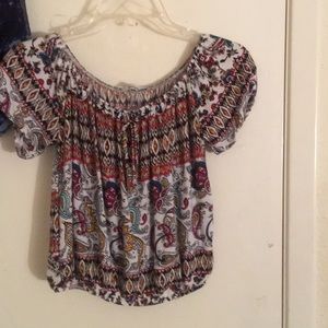 Cropped off the shoulder gathered shirt